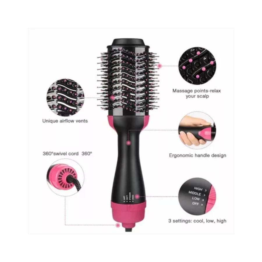 Cepillo Secador Rizador 3 En 1 Eléctrico